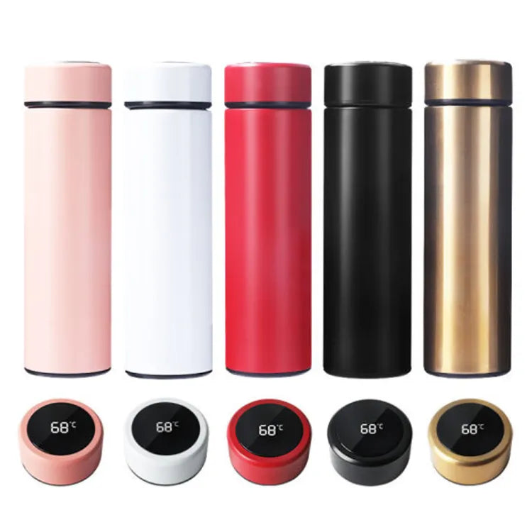 Temperature Display Vacuum Insulated Water Bottle Thermo Flask Made of Premium Stainless Steel Coffee Cup (Random Color)