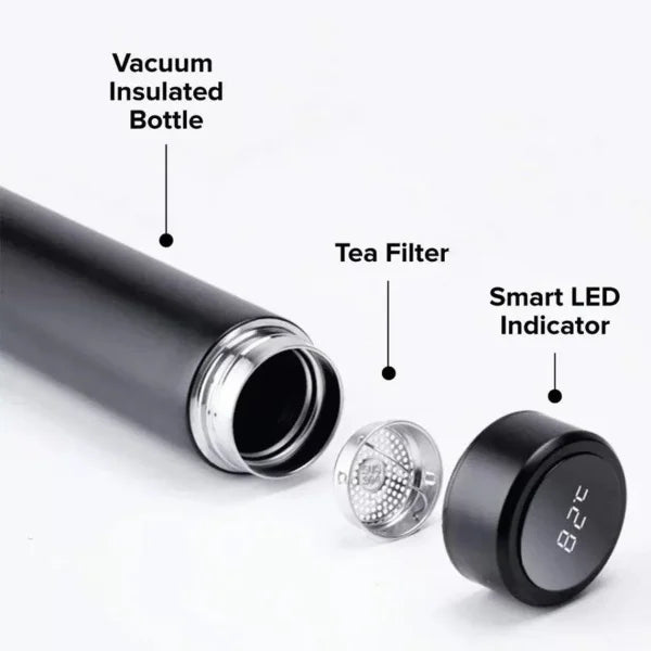 Temperature Display Vacuum Insulated Water Bottle Thermo Flask Made of Premium Stainless Steel Coffee Cup (Random Color)