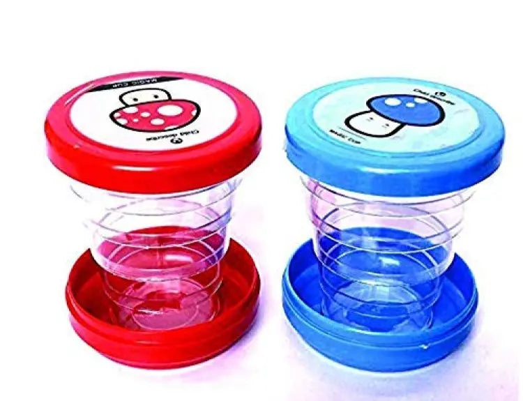 Pack of 2  Magic Glass for Kids, Folding Collapsible Magic Cup, Foldable Mug Glass for Travel, Outdoors, Hiking (Random Color)