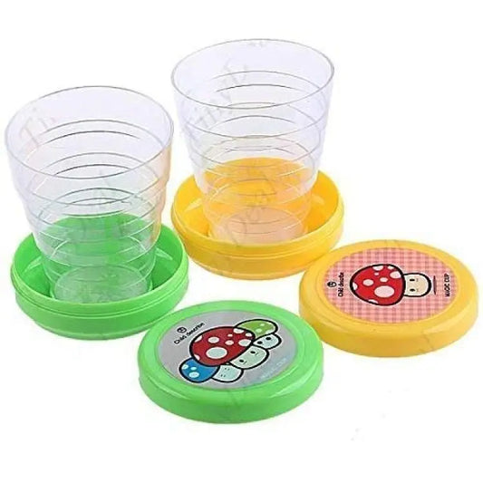 Pack of 2  Magic Glass for Kids, Folding Collapsible Magic Cup, Foldable Mug Glass for Travel, Outdoors, Hiking (Random Color)